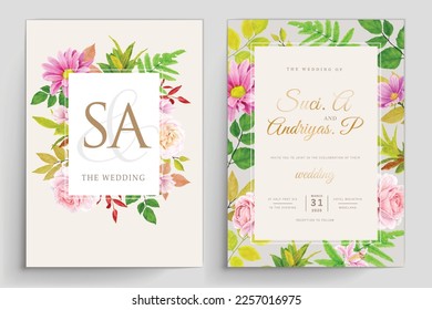 wedding card with floral decoration design