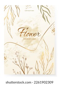 Wedding card with floral decorative borders. Beautiful orchid flowers. Save the Date. Vector beautiful watercolor plants, leaves and flowers for elegant modern greeting card