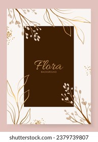 Wedding card with floral decorative borders. Beautiful orchid flowers. Save the Date. Vector beautiful watercolor plants, leaves and flowers for elegant modern greeting card