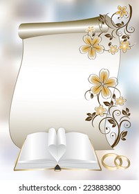 Wedding card with a floral pattern and book 