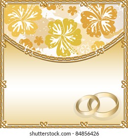 	Cartão de casamento com um padrão floral e lugar para texto