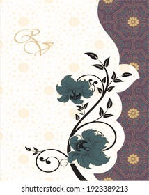 WEDDING CARD FLORAL WITH PEACOCK THEME 