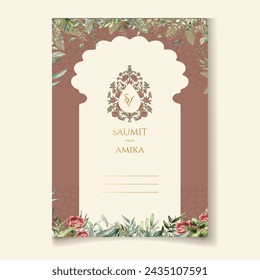 Wedding Card with Floral Poster and Decorative Background. Illustrator and designer. Wedding Invites, save the date, Birthday Invites, Video Invites, E-Cards.