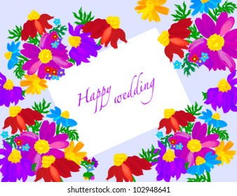 Wedding card with flowers