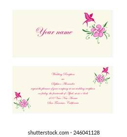 Wedding card with flowers and birds