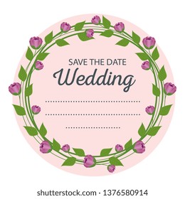 wedding card with flowers plants and branches