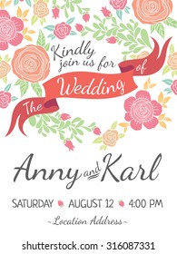 wedding card with gentle flowers - postcard with the invitation 