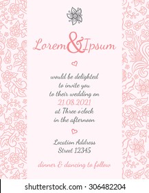 wedding card with gentle summer design - postcard with the invitation 