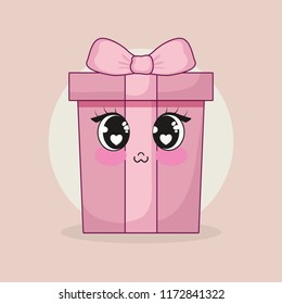 wedding card with gift kawaii character