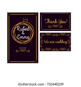 Wedding card with gold design