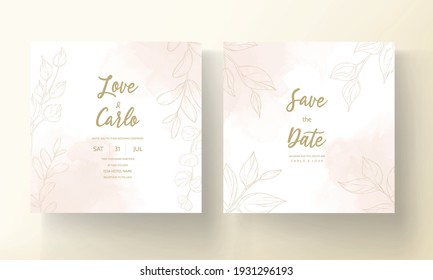 Wedding card with gold leaf ornament