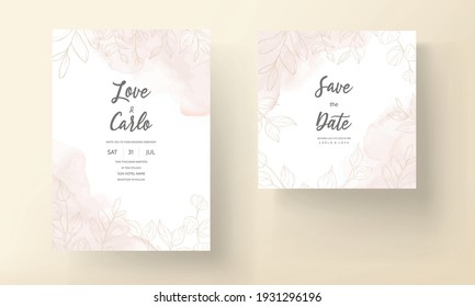 Wedding card with gold leaf ornament