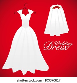 wedding card, wedding gowns, vector illustration