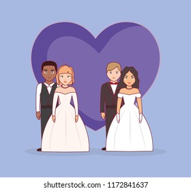 wedding card with group of couples