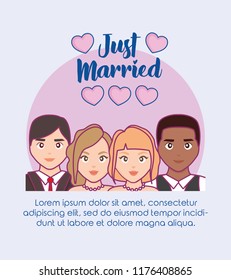 wedding card with group of couples
