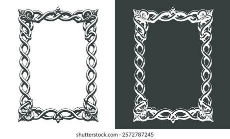 wedding card with interlocking patterns line ornate . Celtic-style frame, wedding card frame, appearance frame