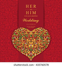 Wedding card, invitation card, or card with abstract background. Islam, Arabic, Indian, Dubai.