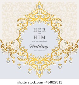 Wedding card, invitation card, or card with abstract background. Islam, Arabic, Indian, Dubai.