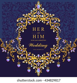 Wedding card, invitation card, or card with abstract background. Islam, Arabic, Indian, Dubai.