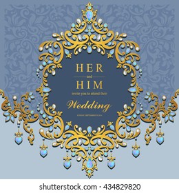 Wedding card, invitation card, or card with abstract background. Islam, Arabic, Indian, Dubai.