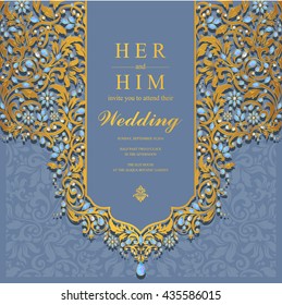 Wedding card, invitation card, or card with abstract background. Islam, Arabic, Indian, Dubai.