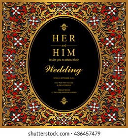 Wedding card, invitation card, or card with abstract background. Islam, Arabic, Indian, Dubai.