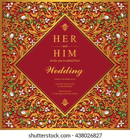 Wedding card, invitation card, or card with abstract background. Islam, Arabic, Indian, Dubai.