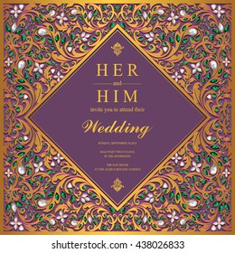 Wedding card, invitation card, or card with abstract background. Islam, Arabic, Indian, Dubai.