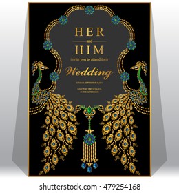 Tarjeta de matrimonio, tarjeta de invitación o tarjeta con fondo abstracto. Islam, árabe, indio, Dubai.