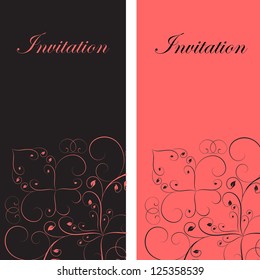 Wedding card or invitation with abstract damask background. Abstract greeting card.