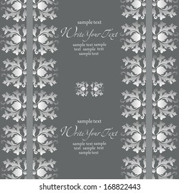 Wedding card or invitation with abstract damask background. Abstract greeting card.
