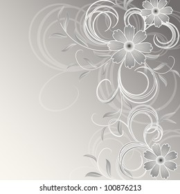 Wedding card or invitation with abstract floral background. Greeting card in grunge or retro style.