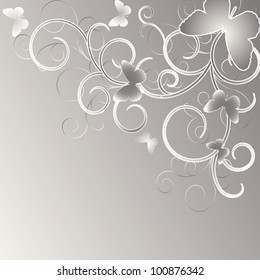Wedding card or invitation with abstract floral background. Greeting card in grunge or retro style.