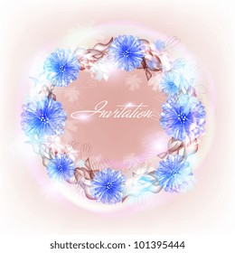 Wedding card or invitation with abstract floral background. Greeting card in grunge or retro style. Elegance pattern with flowers roses, floral illustration in vintage style Valentine
