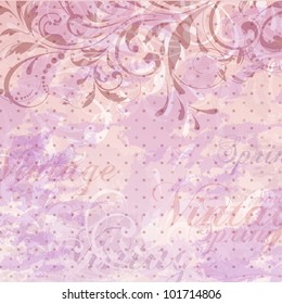 Wedding card or invitation with abstract floral background. Greeting card in grunge or retro style. Elegance pattern with flowers roses, floral illustration in vintage style Valentine