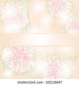 Wedding card or invitation with abstract floral background. Greeting card in grunge or retro style.