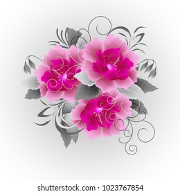 Wedding card or invitation with abstract floral background. Elegance pattern with flowers. Abstract greeting card. Greeting card in grunge or retro style.