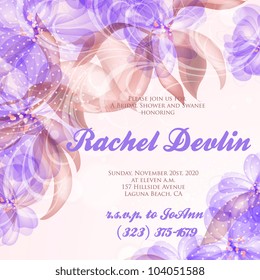 Wedding card or invitation with abstract floral background. Greeting card in grunge or retro style. Elegance pattern with flowers roses, floral illustration in vintage style Valentine. Classic.