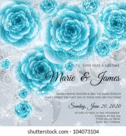 Wedding card or invitation with abstract floral background. Greeting card in grunge or retro style. Elegance pattern with flowers roses, floral illustration in vintage style Valentine. Classic.