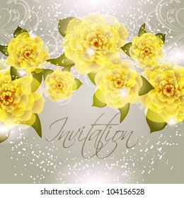 Wedding card or invitation with abstract floral background. Greeting card in grunge or retro style. Elegance pattern with flowers roses, floral illustration in vintage style Valentine