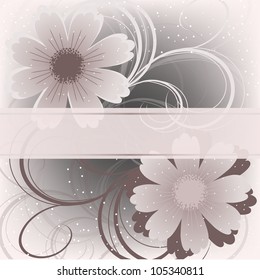 Wedding card or invitation with abstract floral background. Greeting card in grunge or retro style.