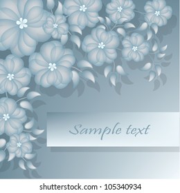 Wedding card or invitation with abstract floral background. Greeting card in grunge or retro style.