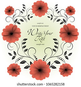 Wedding card or invitation with abstract floral background. Elegance pattern with flowers. Abstract greeting card. Greeting card in grunge or retro style.