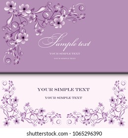 Wedding card or invitation with abstract floral background. Elegance pattern with flowers. Abstract greeting card. Greeting card in grunge or retro style.