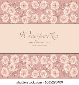 Wedding card or invitation with abstract floral background. Elegance pattern with flowers. Abstract greeting card. Greeting card in grunge or retro style.