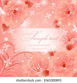 Wedding card or invitation with abstract floral background. Elegance pattern with flowers. Abstract greeting card. Greeting card in grunge or retro style.