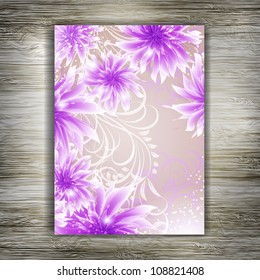 Wedding card or invitation with abstract floral background. Greeting postcard  in grunge or retro vector Elegance pattern with flowers roses floral illustration vintage style Valentine anniversary