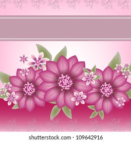 Wedding card or invitation with abstract floral background. Greeting card in grunge or retro style.