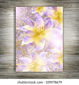 Wedding card or invitation with abstract floral background. Greeting postcard in grunge or retro vector Elegance pattern with flowers roses floral illustration vintage style Valentine anniversary