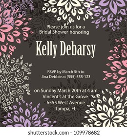 Wedding card or invitation with abstract floral background. Greeting postcard in grunge or retro vector Elegance pattern with flowers roses floral illustration vintage style Valentine anniversary